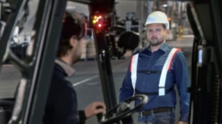 Pas ostrzegawczy dla pieszych firmy Linde Material Handling