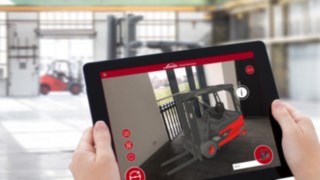 Aplikacja Virtual Showroom firmy Linde Material Handling umożliwia wizualizację 27 wirtualnych wózków przemysłowych na dowolnym tle.