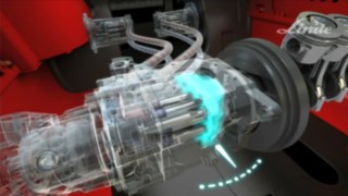 Napęd hydrostatyczny stworzony przez firmę Linde zapewnia wyjątkowo płynną obsługę. Grafika przedstawiająca napęd hydrostatyczny Linde