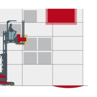 Narrow aisle warehouse with Linde forklift Narrow aisle warehouse with Linde forklift