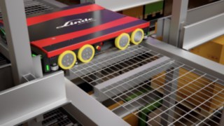 Urządzenia shuttle S-MATIC cube mogą z łatwością przejeżdżać pod paletami, dzięki czemu mogą szybko poruszać się po magazynie. Shuttle w kanale